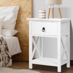 2 X Bedside Tables With Drawers White (Twin Pack) -Home Luxe Store 2 x bedside tables with drawers white twin pack bedzy australia 126978
