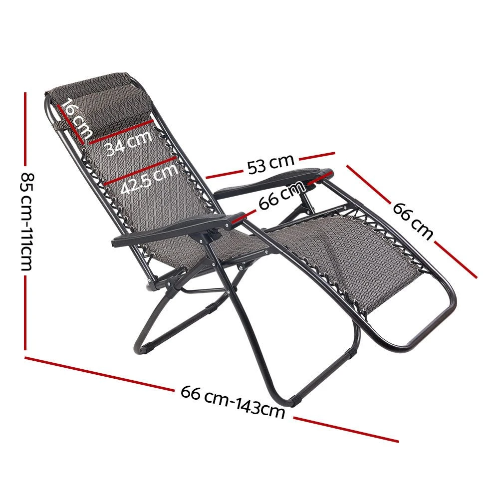 2PC Zero Gravity Chair Folding Outdoor Recliner Adjustable Sun Lounge Camping Beige 2 2PC Zero Gravity Chair Folding Outdoor Recliner Adjustable Sun Lounge Camping Beige - Image 2
