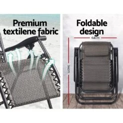 2PC Zero Gravity Chair Folding Outdoor Recliner Adjustable Sun Lounge Camping Beige 14 2PC Zero Gravity Chair Folding Outdoor Recliner Adjustable Sun Lounge Camping Beige -Home Luxe Store 2pc zero gravity chair folding outdoor recliner adjustable sun lounge camping beige furniture outdoor bedzy australia 955159