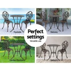 3PC Outdoor Setting Bistro Set Chairs Table Cast Aluminum Patio Furniture Tulip Bronze -Home Luxe Store 3pc outdoor setting bistro set chairs table cast aluminum patio furniture tulip bronze furniture outdoor bedzy australia 217539