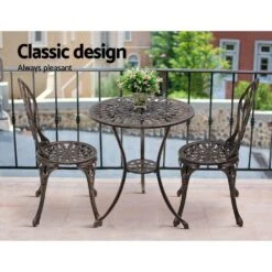 3PC Outdoor Setting Bistro Set Chairs Table Cast Aluminum Patio Furniture Tulip Bronze -Home Luxe Store 3pc outdoor setting bistro set chairs table cast aluminum patio furniture tulip bronze furniture outdoor bedzy australia 796439