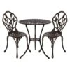 3PC Outdoor Setting Bistro Set Chairs Table Cast Aluminum Patio Furniture Tulip Bronze