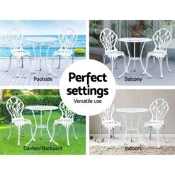 3PC Outdoor Setting Bistro Set Chairs Table Cast Aluminum Patio Furniture Tulip White -Home Luxe Store 3pc outdoor setting bistro set chairs table cast aluminum patio furniture tulip white furniture outdoor bedzy australia 692473
