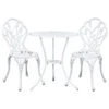 3PC Outdoor Setting Bistro Set Chairs Table Cast Aluminum Patio Furniture Tulip White