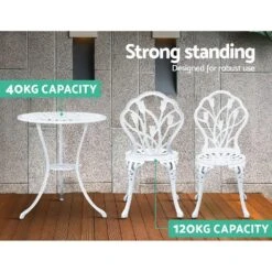 3PC Outdoor Setting Bistro Set Chairs Table Cast Aluminum Patio Furniture Tulip White -Home Luxe Store 3pc outdoor setting bistro set chairs table cast aluminum patio furniture tulip white furniture outdoor bedzy australia 750231