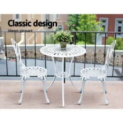 3PC Outdoor Setting Bistro Set Chairs Table Cast Aluminum Patio Furniture Tulip White -Home Luxe Store 3pc outdoor setting bistro set chairs table cast aluminum patio furniture tulip white furniture outdoor bedzy australia 788024