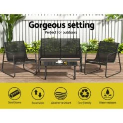 4 Piece Outdoor Patio Setting Black -Home Luxe Store 4 piece outdoor patio setting black bedzy australia abn 18 642 972 209 841703