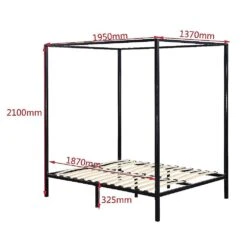 4 Poster Double Bed Frame Black -Home Luxe Store 4 poster double bed frame black bedzy australia 262953