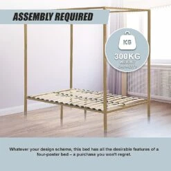4 Poster Queen Bed Frame Gold -Home Luxe Store 4 poster queen bed frame gold bedzy australia 390252