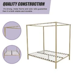 4 Poster Queen Bed Frame Gold -Home Luxe Store 4 poster queen bed frame gold bedzy australia 447166