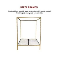 4 Poster Queen Bed Frame Gold -Home Luxe Store 4 poster queen bed frame gold bedzy australia 762773