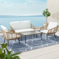 4 Seater Rattan Outdoor Lounge Set -Home Luxe Store 4 seater rattan outdoor lounge set bedzy australia abn 18 642 972 209 386651