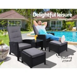 5 Piece Elise Outdoor Recliner Chair Ottoman And Table Set Black -Home Luxe Store 5 piece elise outdoor recliner chair ottoman and table set black bedzy australia abn 18 642 972 209 371934