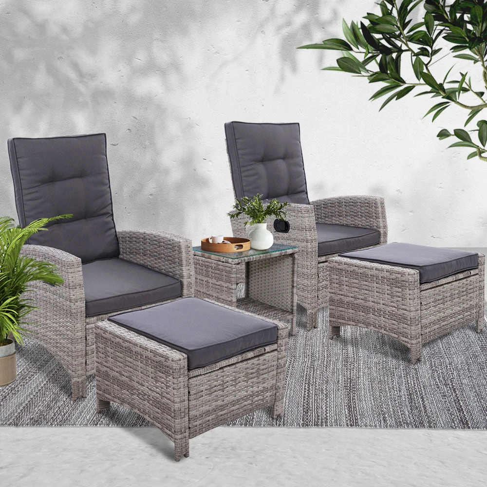 5 Piece Elise Outdoor Recliner Chair Ottoman And Table Set Grey 7 5 Piece Elise Outdoor Recliner Chair Ottoman And Table Set Grey - Image 7