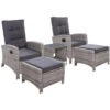 5 Piece Elise Outdoor Recliner Chair Ottoman And Table Set Grey