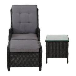 5 Piece Ella Outdoor Recliner Chair Ottoman And Table Set Black -Home Luxe Store 5 piece ella outdoor recliner chair ottoman and table set black bedzy australia abn 18 642 972 209 473013