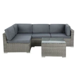 5 Piece Noosa Outdoor Wicker Sofa Set - Grey -Home Luxe Store 5 piece noosa outdoor wicker sofa set grey bedzy australia abn 18 642 972 209 276159