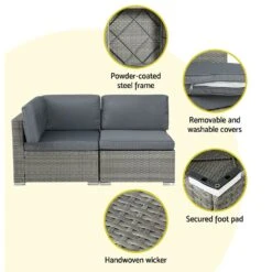 5 Piece Noosa Outdoor Wicker Sofa Set - Grey -Home Luxe Store 5 piece noosa outdoor wicker sofa set grey bedzy australia abn 18 642 972 209 470225
