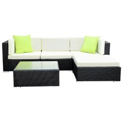 5 Piece Wicker Outdoor Lounge With Storage Cover - Beige 10 5 Piece Wicker Outdoor Lounge With Storage Cover - Beige -Home Luxe Store 5 piece wicker outdoor lounge with storage cover beige bedzy australia abn 18 642 972 209 202721