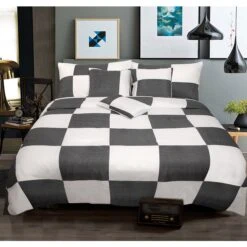6 Piece Comforter Set Check Charcoal Queen By Shangri La