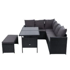 8 Seat Wicker Outdoor Lounge Setting - Black -Home Luxe Store 8 seat wicker outdoor lounge setting black bedzy australia abn 18 642 972 209 444153