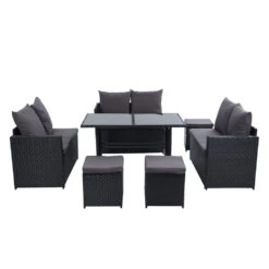 9 Seat Wicker Outdoor Lounge Setting - Black -Home Luxe Store 9 seat wicker outdoor lounge setting black bedzy australia abn 18 642 972 209 287308