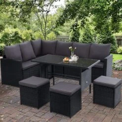 9 Seat Wicker Outdoor Lounge Setting - Black -Home Luxe Store 9 seat wicker outdoor lounge setting black bedzy australia abn 18 642 972 209 385261