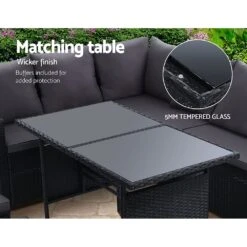 9 Seat Wicker Outdoor Lounge Setting With Storage Cover - Black -Home Luxe Store 9 seat wicker outdoor lounge setting with storage cover black bedzy australia abn 18 642 972 209 632258