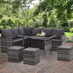 9 Seat Wicker Outdoor Lounge Setting With Storage Cover - Mixed Grey 15 9 Seat Wicker Outdoor Lounge Setting With Storage Cover - Mixed Grey -Home Luxe Store 9 seat wicker outdoor lounge setting with storage cover mixed grey bedzy australia abn 18 642 972 209 866082