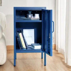 Bedside Table Metal Cabinet - Blue -Home Luxe Store AI LOCKER SH BL 24524 05