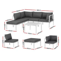 5-Seater Outdoor Aluminium Sofa Set – White Frame, Grey Cushions 9 5-Seater Outdoor Aluminium Sofa Set – White Frame, Grey Cushions -Home Luxe Store ALU SOFA AL 6PCS WH AB 202506101048 01