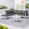 5-Seater Outdoor Aluminium Sofa Set – White Frame, Grey Cushions