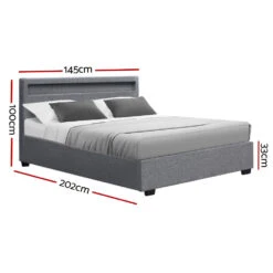 Wanda Double Gas Lift Storage Bed Frame With LED Lights – Grey -Home Luxe Store BFRAME E COLE D GY ABC 01
