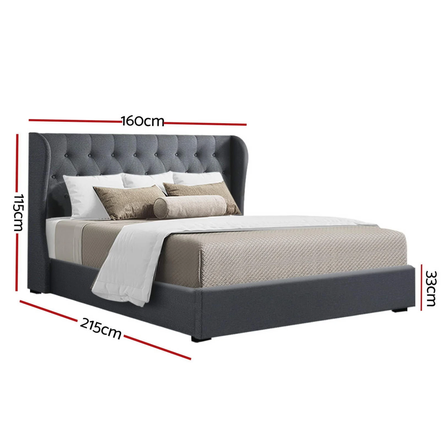 Elouera Queen Bed Frame With Gas Lift Storage Charcoal 3 Elouera Queen Bed Frame With Gas Lift Storage Charcoal - Image 3