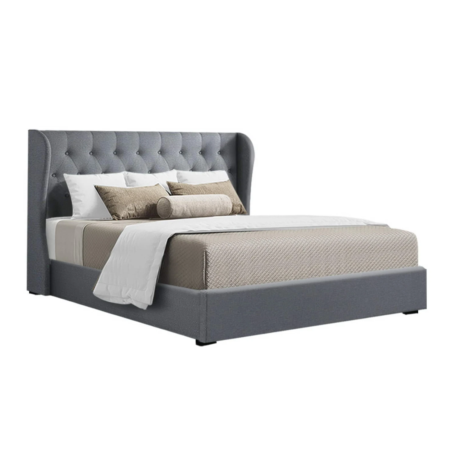 Elouera Queen Bed Frame With Gas Lift Storage Grey 8 Elouera Queen Bed Frame With Gas Lift Storage Grey - Image 8