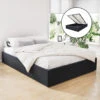 Toki Fabric Double Gas Lift Bed Frame Base With Storage Charcoal
