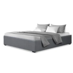 Toki Gas Lift Queen Bed Frame Base With Storage Grey -Home Luxe Store BFRAME E TOKI Q GY AB 17914 02