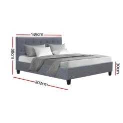 Hyams Double Bed Frame Grey -Home Luxe Store BFRAME E VANKE D GY AB 16674 02