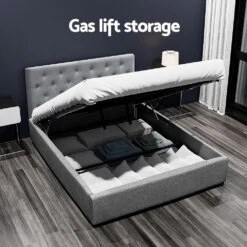 Dorilla Gas Lift Storage Double Bed Frame - Grey -Home Luxe Store BFRAME E VILA D GY AB 202503041142 03