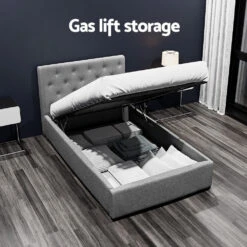 Dorilla Gas Lift Storage King Single Bed Frame - Grey -Home Luxe Store BFRAME E VILA KS GY ABC 202503041142 03