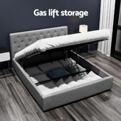 Dorilla Gas Lift Storage Queen Bed Frame - Grey -Home Luxe Store BFRAME E VILA Q GY AB 202503041142 03