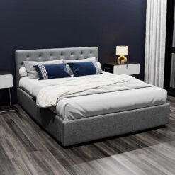 Dorilla Gas Lift Storage Queen Bed Frame - Grey -Home Luxe Store BFRAME E VILA Q GY AB 202503041142 06