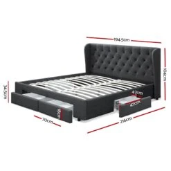 Avalon King Bed With Drawers Charcoal -Home Luxe Store BFRAME F MILA K CHA ABC 17739 02