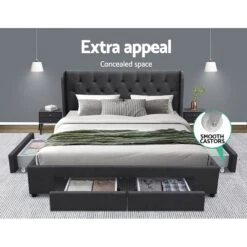 Avalon King Bed With Drawers Charcoal -Home Luxe Store BFRAME F MILA K CHA ABC 17739 03