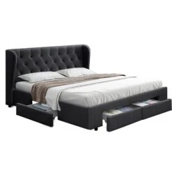 Avalon Queen Bed With Drawers Charcoal -Home Luxe Store BFRAME F MILA Q CHA ABC 17737 00