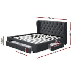 Avalon Queen Bed With Drawers Charcoal -Home Luxe Store BFRAME F MILA Q CHA ABC 17737 02