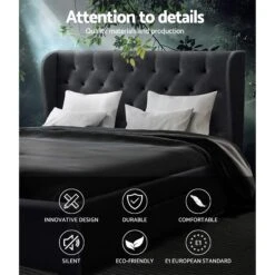 Avalon Queen Bed With Drawers Charcoal -Home Luxe Store BFRAME F MILA Q CHA ABC 17737 04