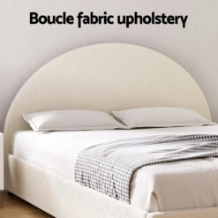 Ella Gas Lift Double Bed Frame - Beige Bouclé Upholstery -Home Luxe Store BFRAME G ELLA D BG ABC 202505231805 03