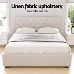 Double Package | Dorilla Gas Lift Storage Bed Frame Beige & Bonita Pillow Top Mattress (Medium Firm) -Home Luxe Store BFRAME G GAS VILA D BG ABC 217181 04 ebec510a 7adf 493b 8027 bf557610ca03