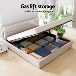 King Package | Dorilla Gas Lift Storage Bed Frame Beige & Bonita Pillow Top Mattress (Medium Firm) -Home Luxe Store BFRAME G GAS VILA K BG ABC 217197 03 0f5533c8 fb81 48d4 b0eb 57a6de9e261a